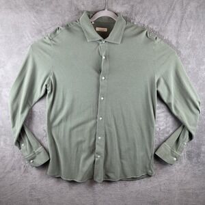 Luca Faloni Green Pique Polo Men's 17-43 Long Sleeve Shirt Italy 100% Cotton
